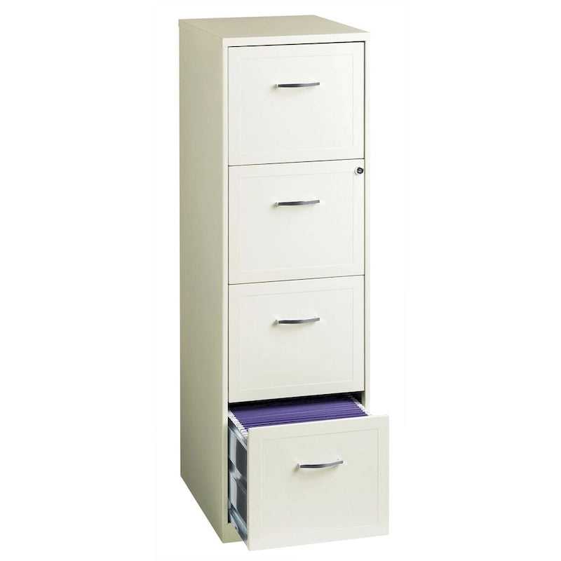 Space Solutions Pearl White 4 Drawer Metal Vertical File Cabinet