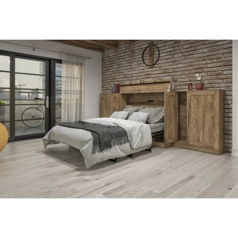 Bestar Pur Cabinet Bed with Two Storage Units