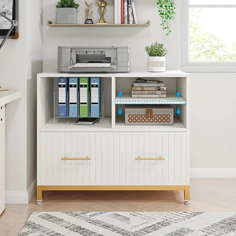 Wood Lateral File Cabinet with Drawer for Letter or A4 Size Files