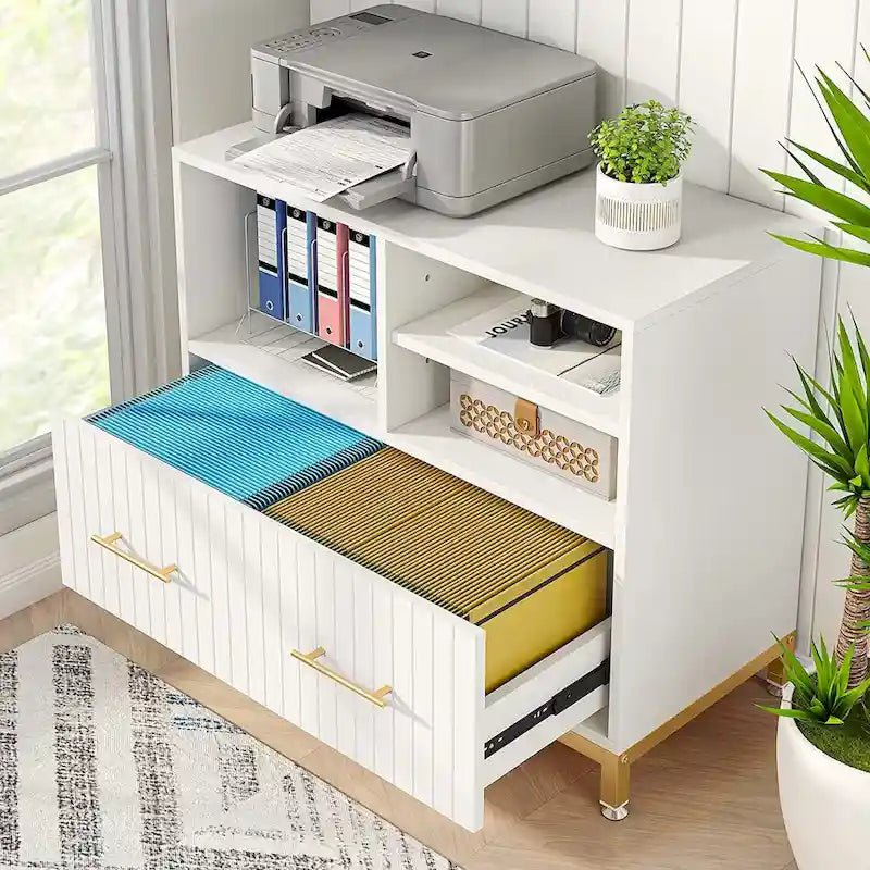 Wood Lateral File Cabinet with Drawer for Letter or A4 Size Files
