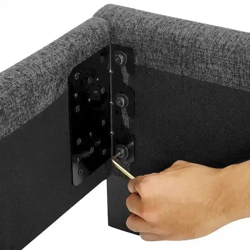 Bridgevine Home Tall Granite Dark Grey Square Headboard Upholstered Platform Bed