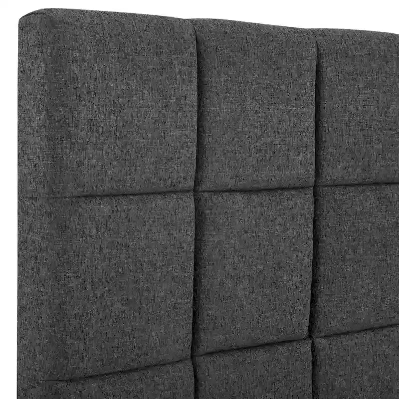 Bridgevine Home Tall Granite Dark Grey Square Headboard Upholstered Platform Bed