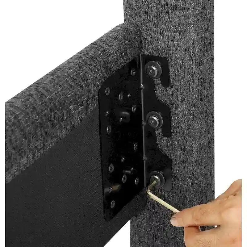 Bridgevine Home Tall Granite Dark Grey Square Headboard Upholstered Platform Bed