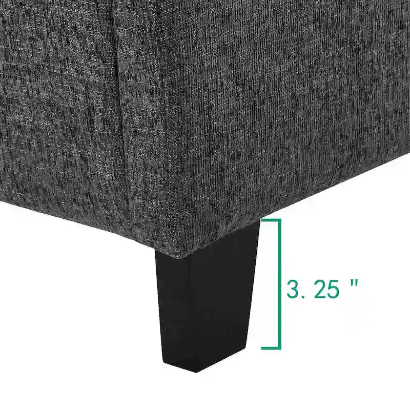 Bridgevine Home Tall Granite Dark Grey Square Headboard Upholstered Platform Bed