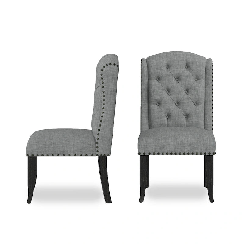 DH LUX Traditional Button-Tufted Set of 2 Dining Chairs by Denhour