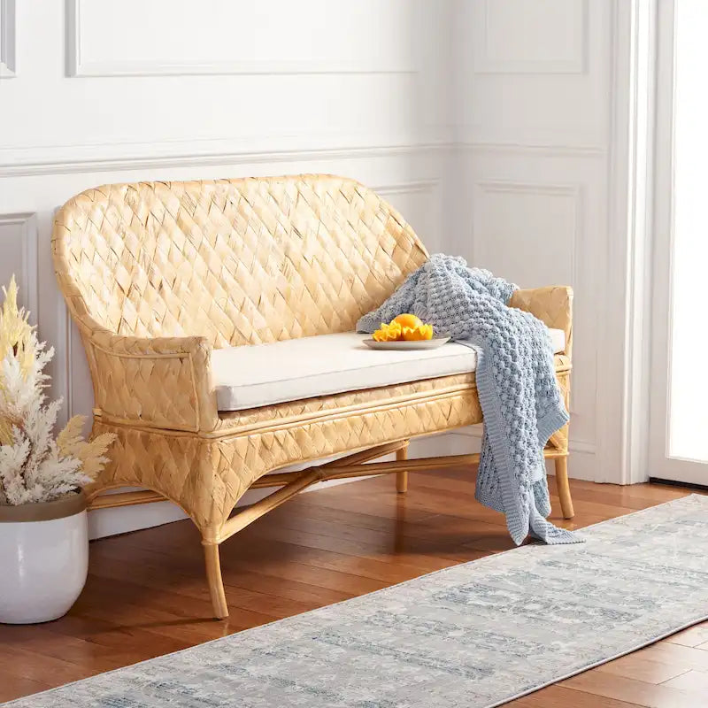 SAFAVIEH Marfisa Woven Sofa Bench - 52 W x 24 D x 33 H - 52Wx24Dx33H