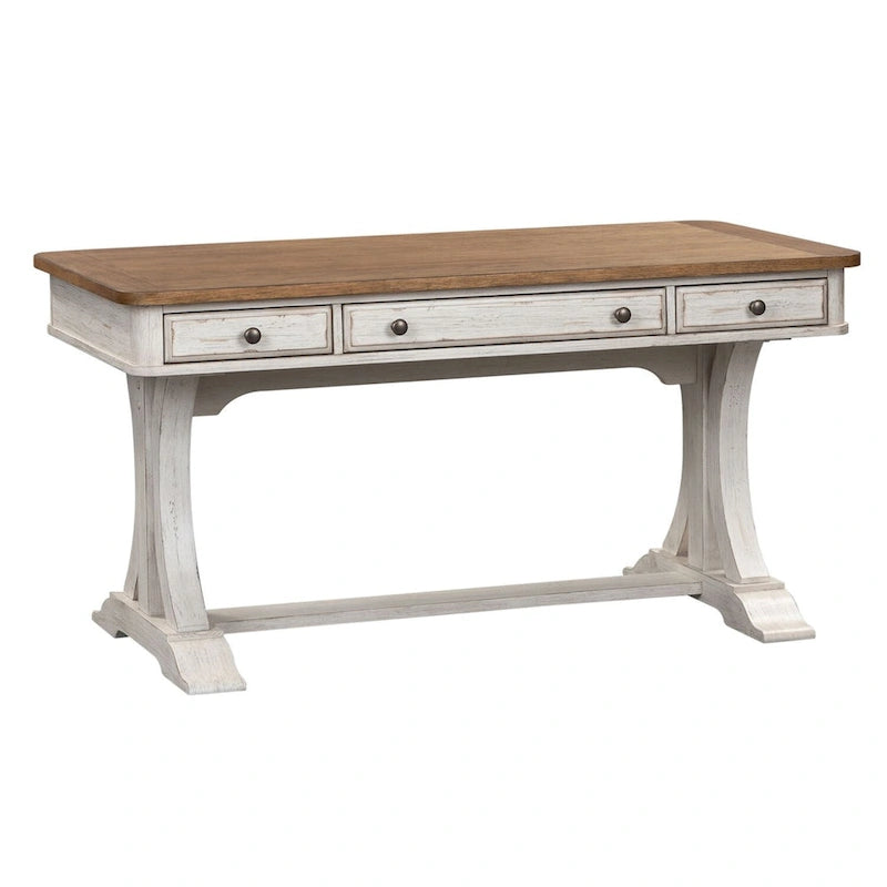 Farmhouse Reimagined Antique White with Chestnut Writing Desk