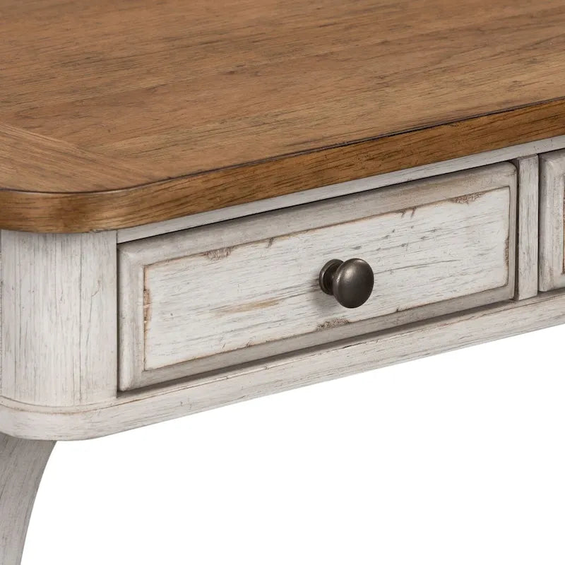 Farmhouse Reimagined Antique White with Chestnut Writing Desk