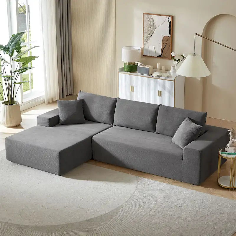 Sectional Couch corduroy Covers 2 pcs L Shape Sectional Sofa Couches for Living Room, Bedroom, Salon, 2 PC Free Combination, Gr