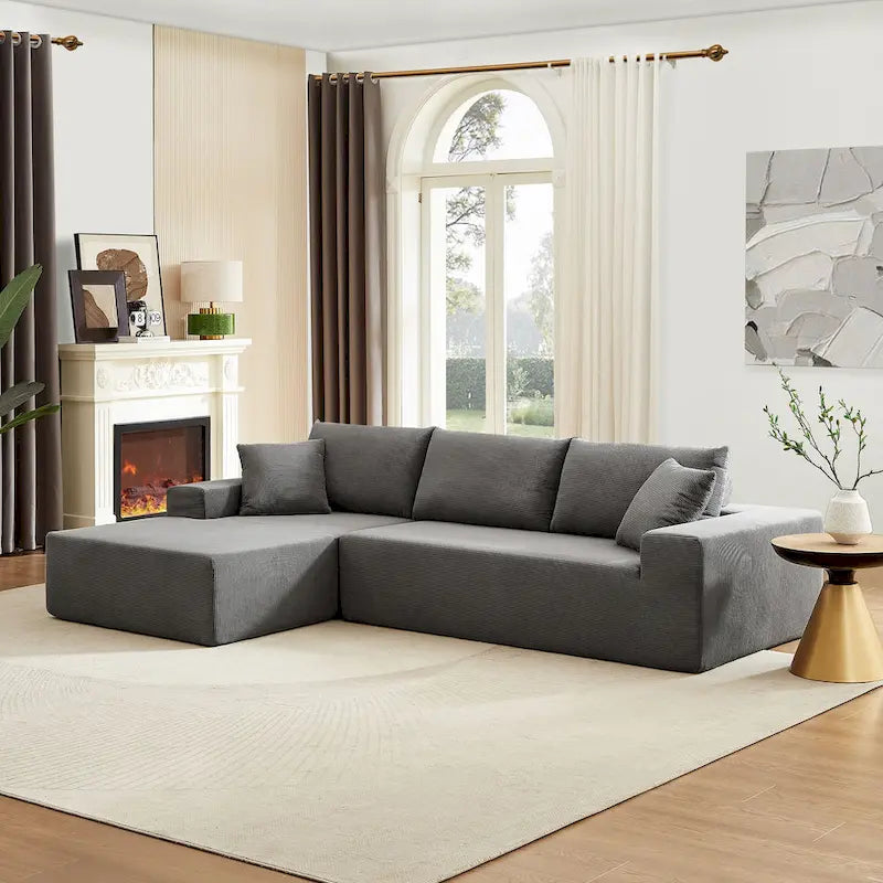 Sectional Couch corduroy Covers 2 pcs L Shape Sectional Sofa Couches for Living Room, Bedroom, Salon, 2 PC Free Combination, Gr