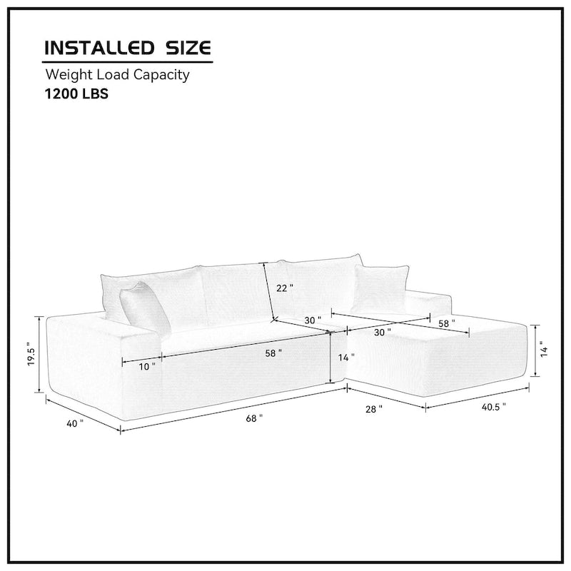 Sectional Couch corduroy Covers 2 pcs L Shape Sectional Sofa Couches for Living Room, Bedroom, Salon, 2 PC Free Combination, Gr
