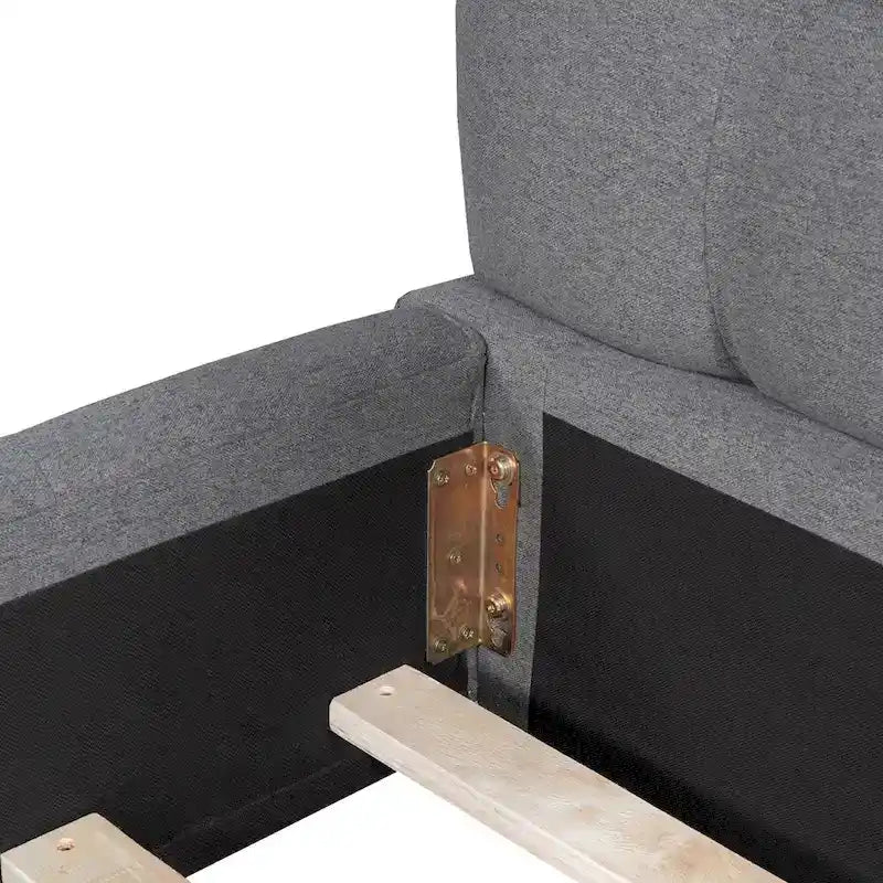 Queen Size Upholstered Platform Bed with Thick Fabric, Grounded Bed with Solid Frame, Beige