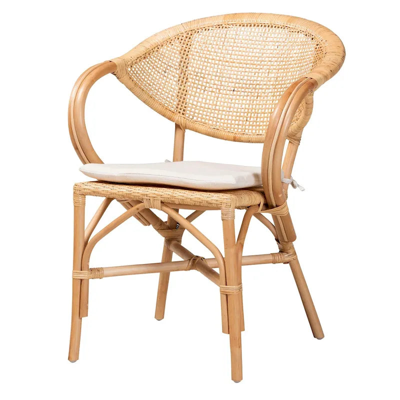 Varick Bohemian Natural Brown Finished Rattan Dining Chair