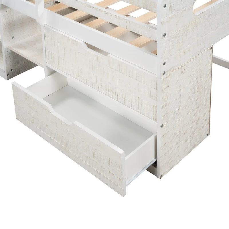 Merax Twin Loft Bed with Two Shelves and Two drawers