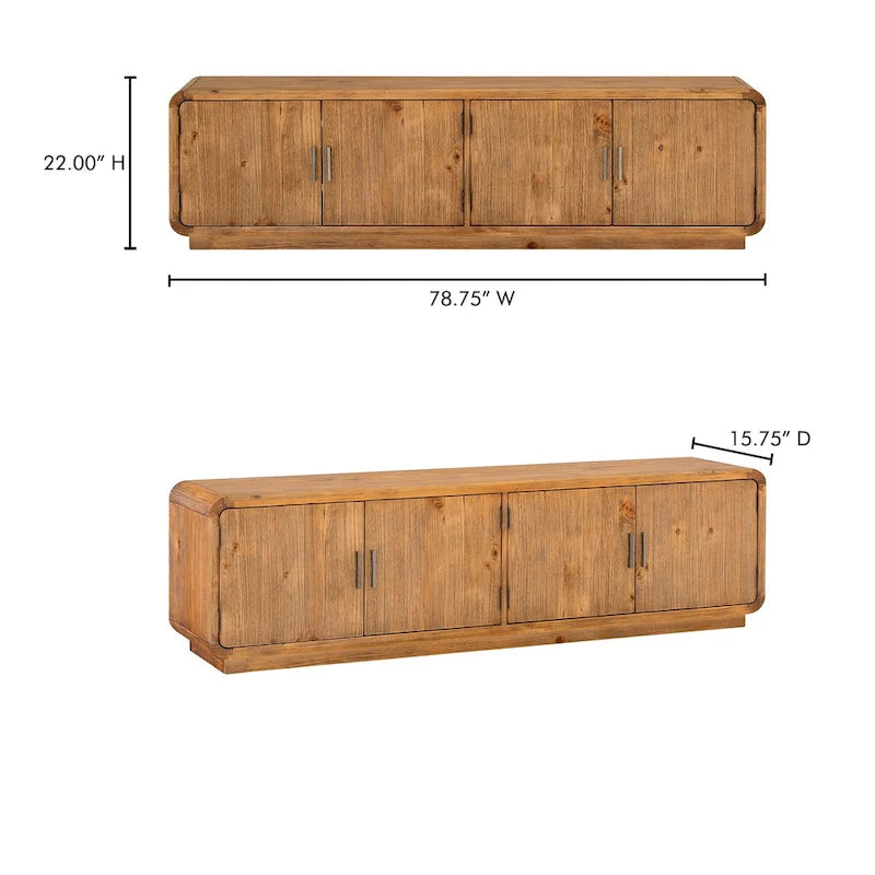 Aurelle Home Modima Rustic Rounded Edge Entertainment Center