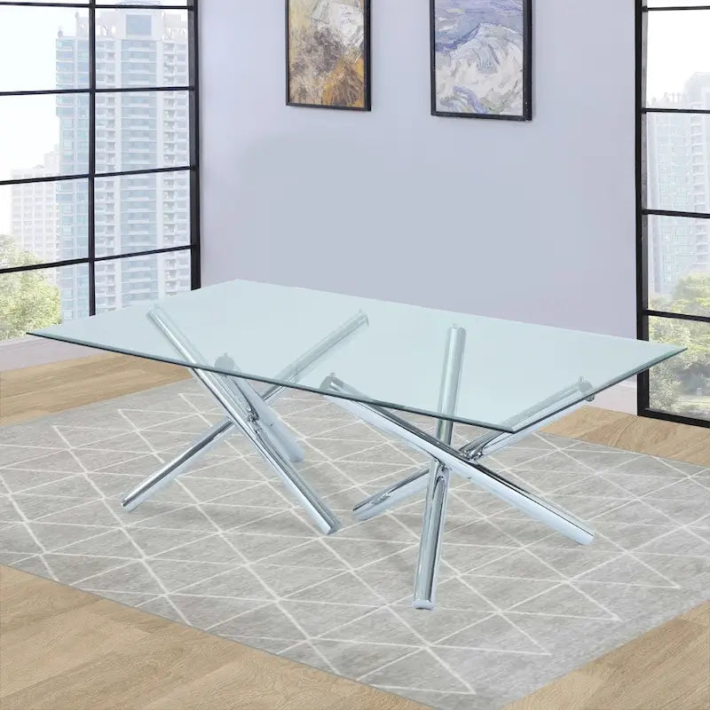 Somette Leilany 42 x 72 Rectangular Dining Table - Stainless Steel