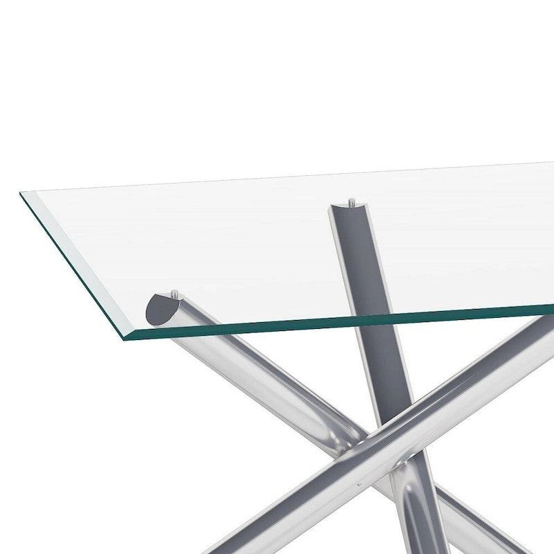 Somette Leilany 42 x 72 Rectangular Dining Table - Stainless Steel