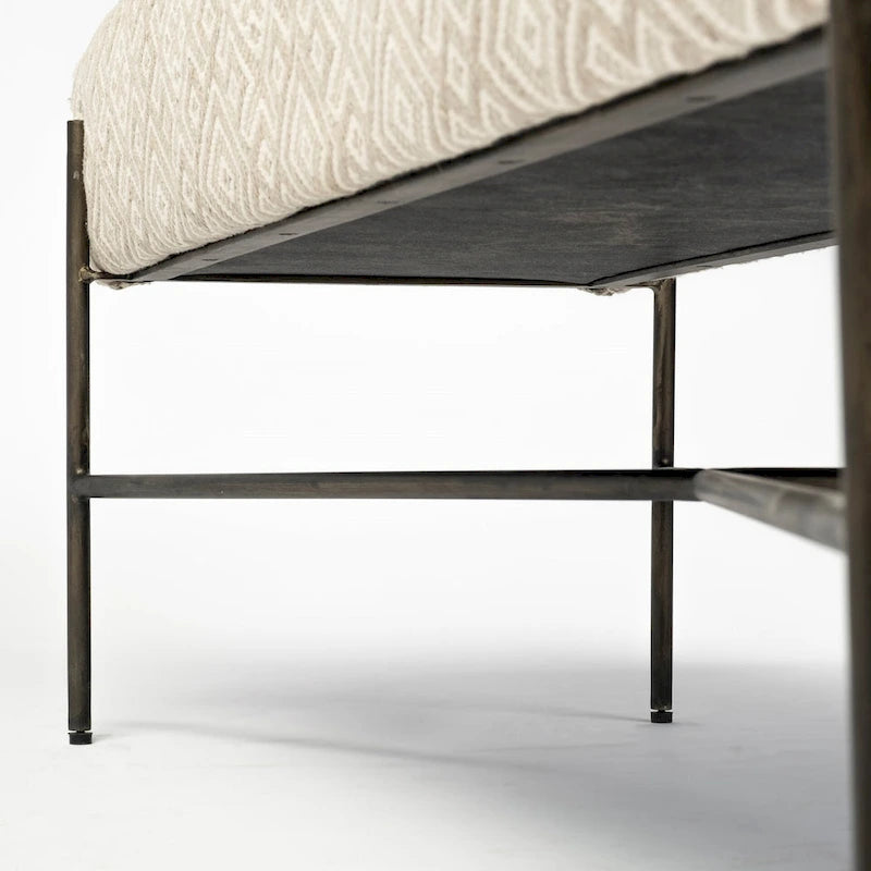 Avery I Olive & Beige Upholstered Patterned Seat Accent Bench - 55W x 17D x 18H