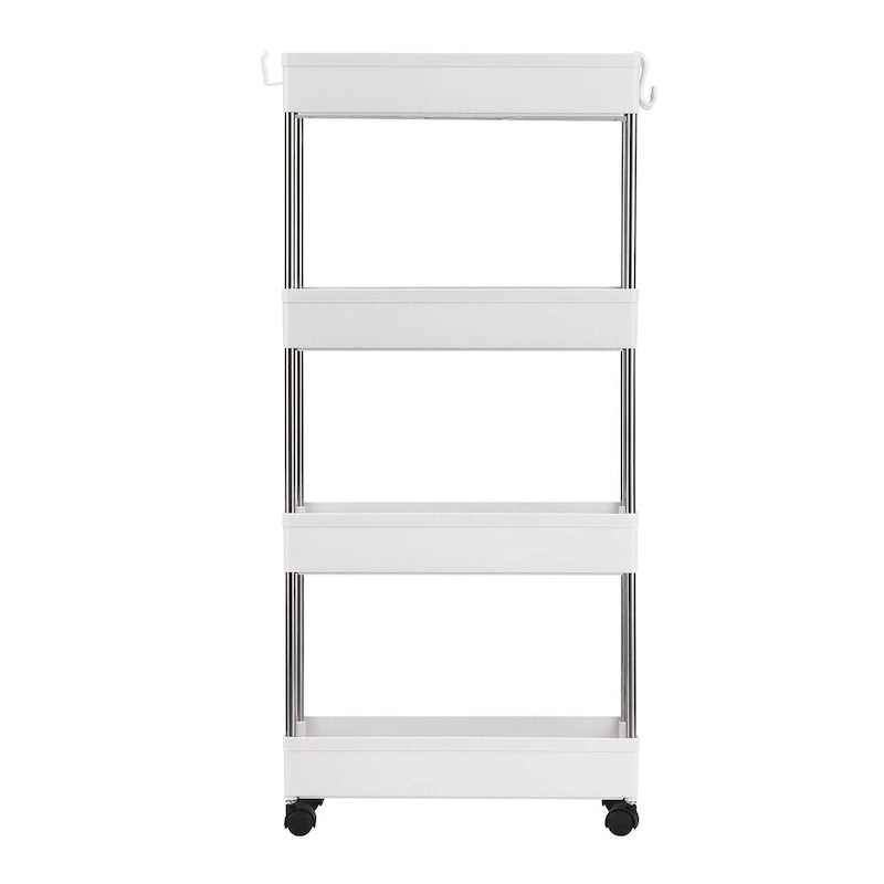 3/4-Layer Mobile Multi-functional Slim Storage Cart,White
