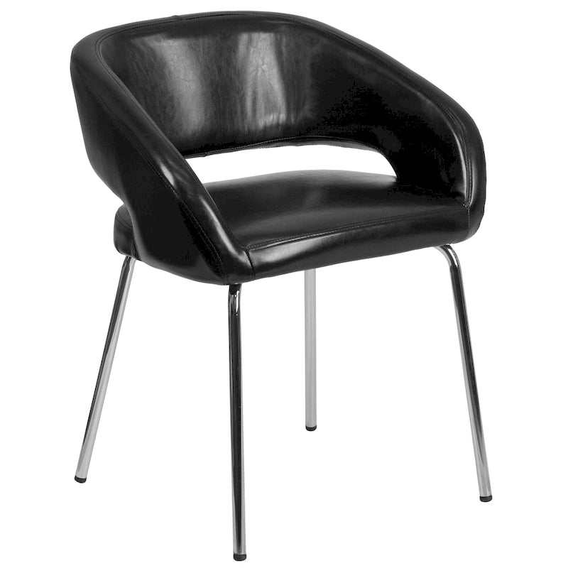 Contemporary LeatherSoft Side Reception Chair with Chrome Legs