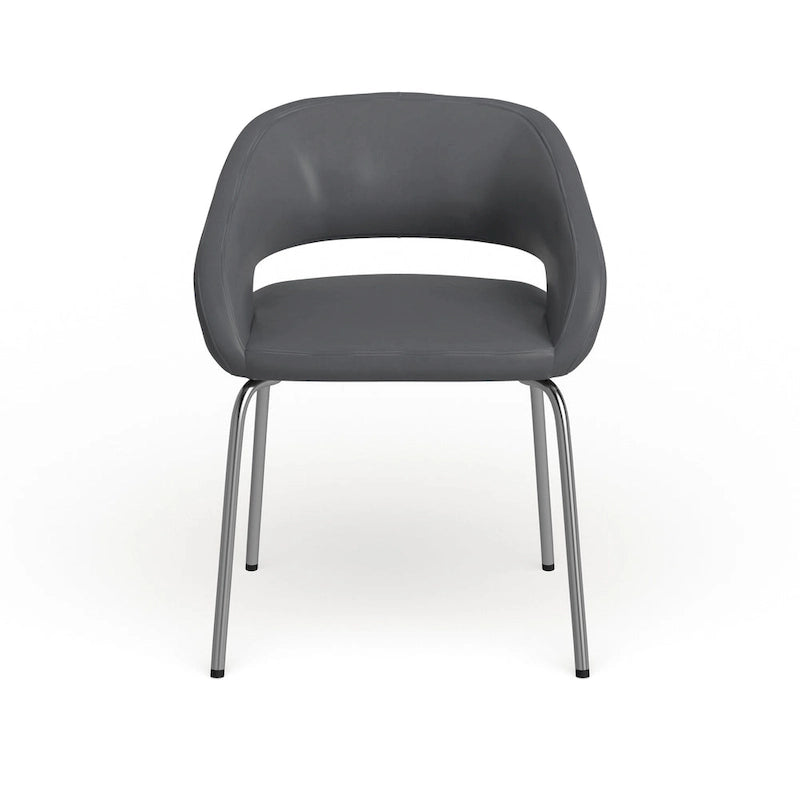 Contemporary LeatherSoft Side Reception Chair with Chrome Legs
