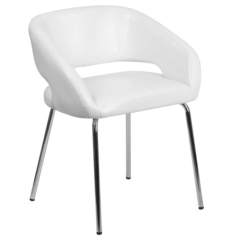 Contemporary LeatherSoft Side Reception Chair with Chrome Legs
