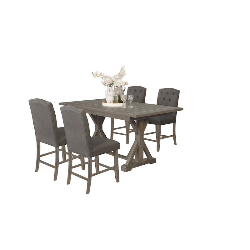 Best Quality Furniture 5-Piece Wood Dining Set Counter Height Linen