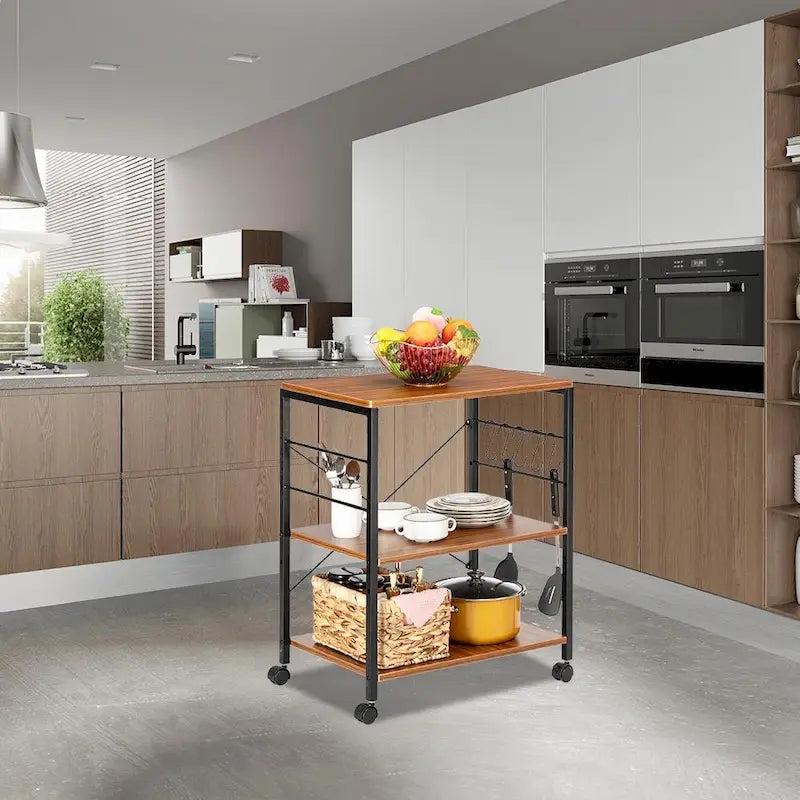 Baker's Rack 3-Tier Microwave Oven Stand Storage Cart Kitchen Rack