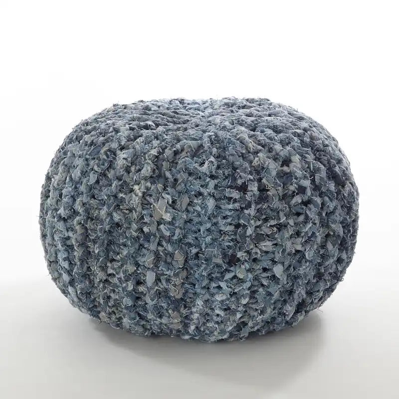 Denim Twisted Rope Pouf Ottoman