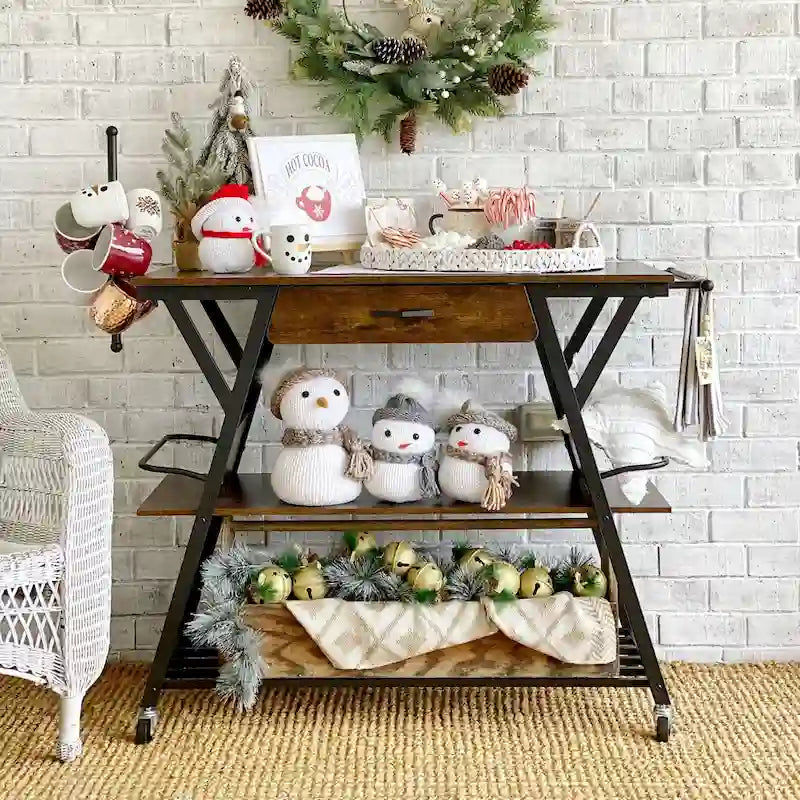 41.7 inch Wide Rolling Kitchen Island with Drawer - 41.7 inch