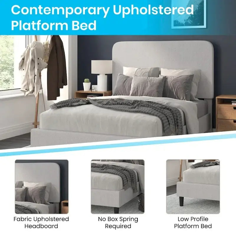 Platform Bed with Headboard - No Foundation Needed