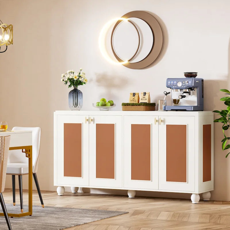 59-Inch 4-Door Sideboard Buffet Cabinet with Adjustable Shelves for Living Room Dining Room