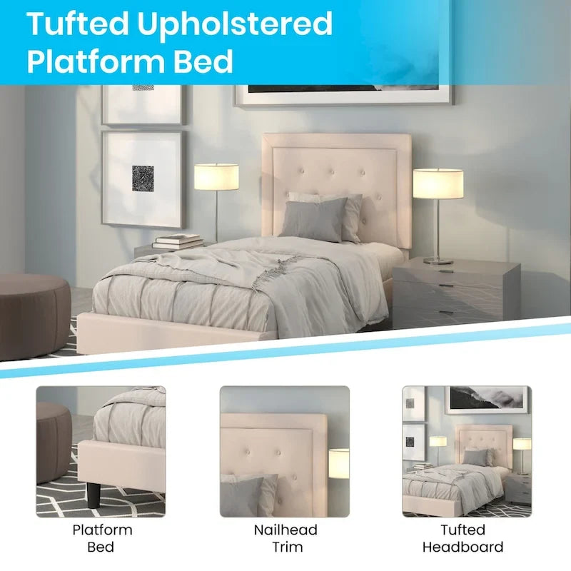 Tufted Platform Bed with 10in. Pocket Spring Mattress