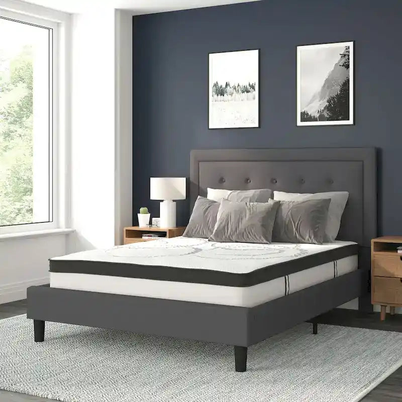 Tufted Platform Bed with 10in. Pocket Spring Mattress
