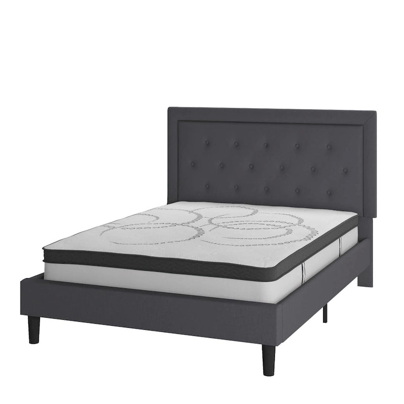 Tufted Platform Bed with 10in. Pocket Spring Mattress