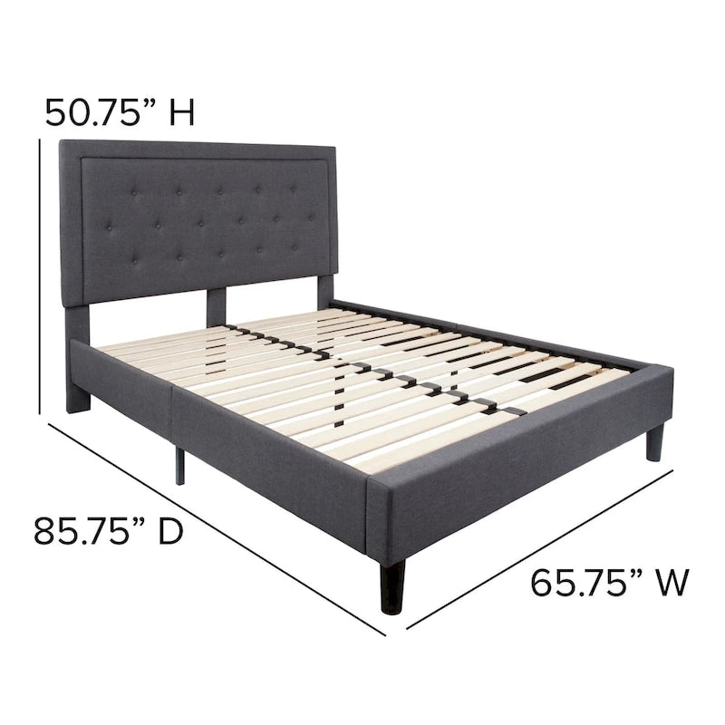 Tufted Platform Bed with 10in. Pocket Spring Mattress