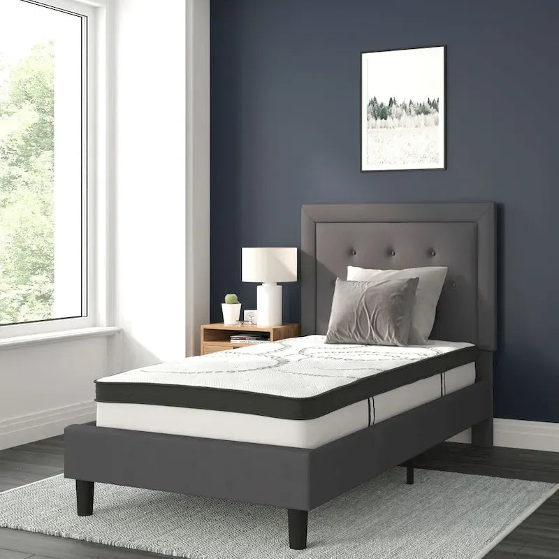 Tufted Platform Bed with 10in. Pocket Spring Mattress