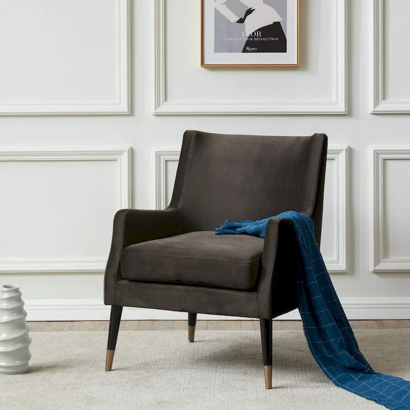 SAFAVIEH Couture Anjanette Velvet Arm Chair - 28 W x 29.9 D x 35.4 H - 28Wx30Dx35H
