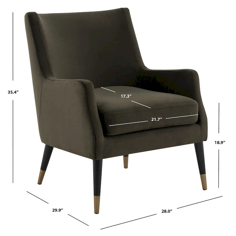 SAFAVIEH Couture Anjanette Velvet Arm Chair - 28 W x 29.9 D x 35.4 H - 28Wx30Dx35H