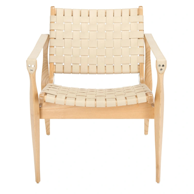 SAFAVIEH Couture Zenica Leather Safari Chair - 24.5 W x 30 L x 30 H - 25W x 30D x 30H