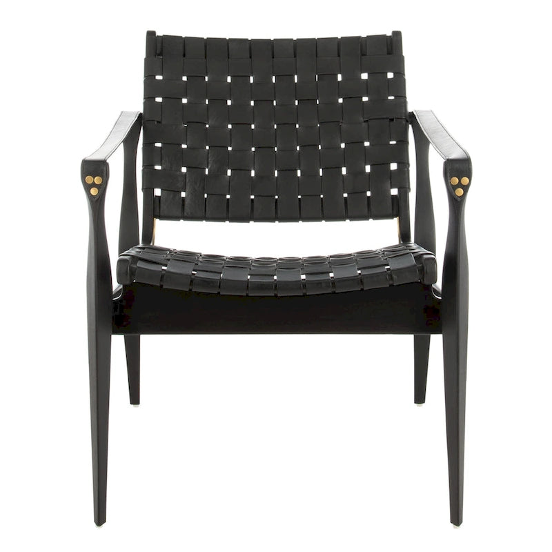 SAFAVIEH Couture Zenica Leather Safari Chair - 24.5 W x 30 L x 30 H - 25W x 30D x 30H