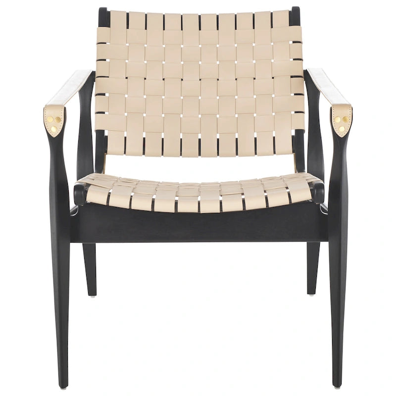 SAFAVIEH Couture Zenica Leather Safari Chair - 24.5 W x 30 L x 30 H - 25W x 30D x 30H