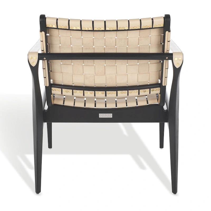 SAFAVIEH Couture Zenica Leather Safari Chair - 24.5 W x 30 L x 30 H - 25W x 30D x 30H