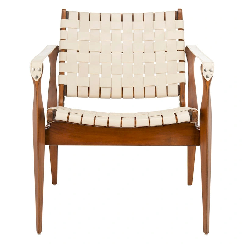 SAFAVIEH Couture Zenica Leather Safari Chair - 24.5 W x 30 L x 30 H - 25W x 30D x 30H