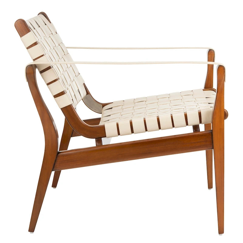 SAFAVIEH Couture Zenica Leather Safari Chair - 24.5 W x 30 L x 30 H - 25W x 30D x 30H