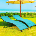 Gymax Set of 2 Folding Wicker Chaise Portable Lounge Chair w/ - 81x 23.5x 20
