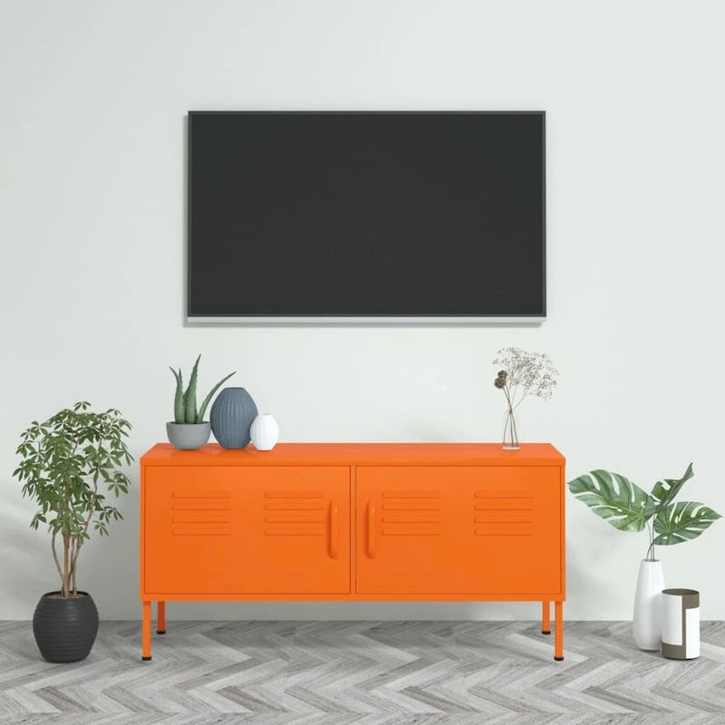 vidaXL TV Stand TV Unit Sideboard Home TV Console Media Unit Cupboard Steel - 41.3 x 13.8 x 19.7