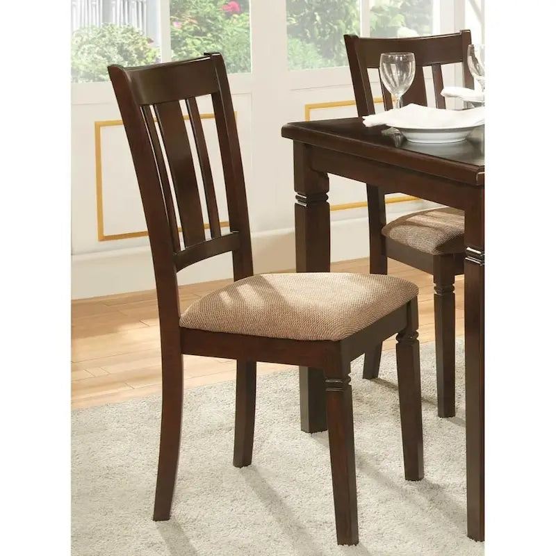 Fabric Upholstered Slated Back Side Chair, (Set of 2) - 37 H x 21 W x 17.5 L Inches