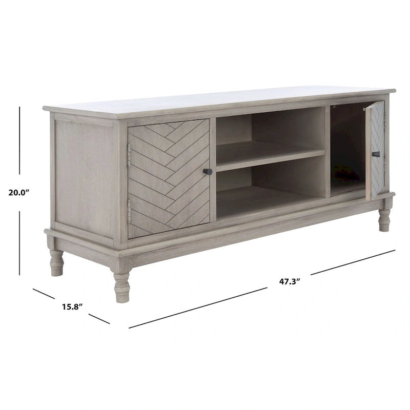 SAFAVIEH Echo 2-Door 2-Shelf Storage TV Media Stand - 47.3 W x 15.8 L x 20 H - 47Wx16Dx20H