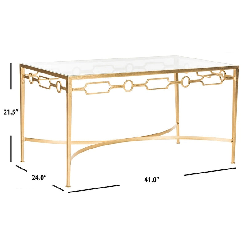 SAFAVIEH Mihaiela Gold Leaf Retro Coffee Table - 41Wx24Dx22H
